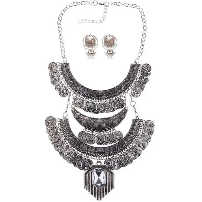 Metal Aztec Choker Necklace