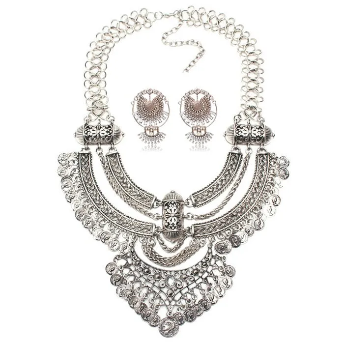 Metal Aztec Choker Necklace