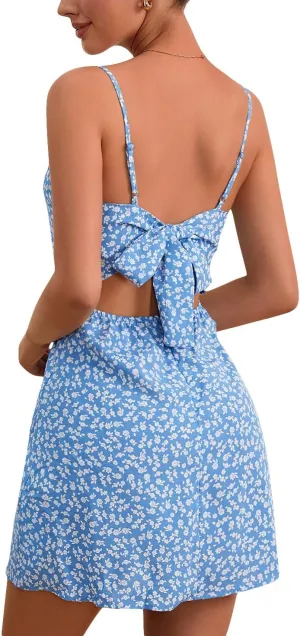 Milumia Women's Ditsy Floral Cami Dress Bow Knot A Line Mini Sundress