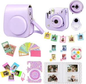Mini 11 Accessories for Fujifilm Instax Mini 11 Instant Camera Include Case, Color Filters, Photo Album, 2x3 Frames, Selfie Lens and Stickers (Purple) (No Camera)