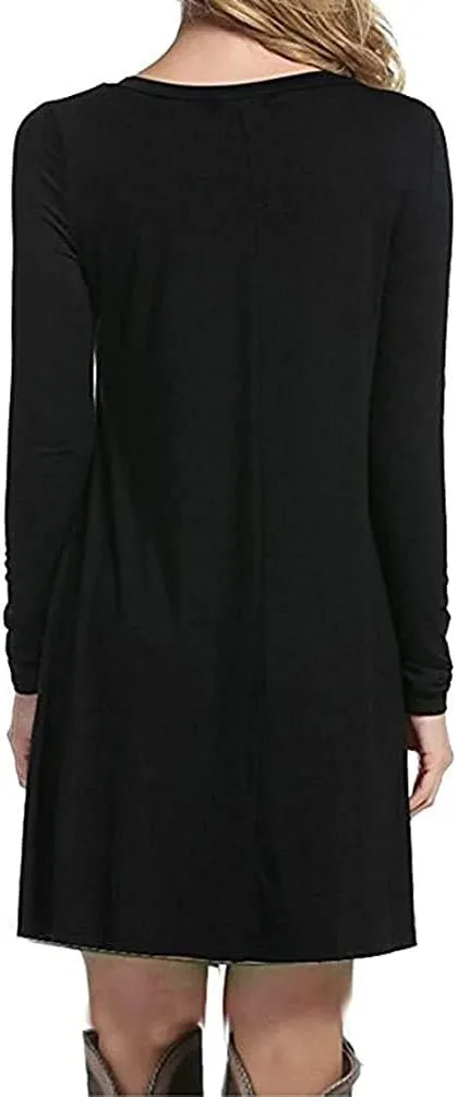 MOLERANI Women's Casual Plain Simple Long Sleeve T-Shirt Loose Dress