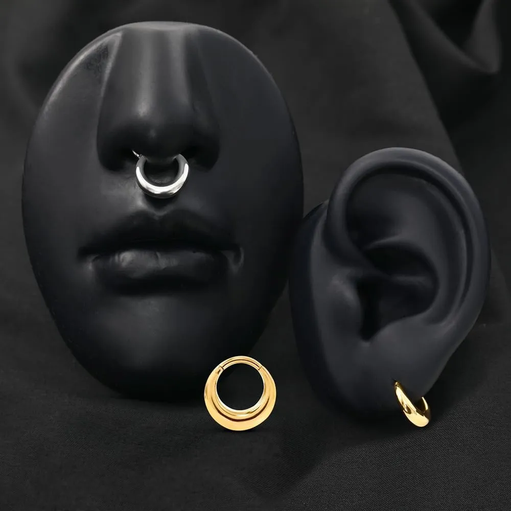 MOQIKAKA16G 8mm Septum Rings - Stainless Steel Segment Nose Rings for Women Men - Hinged Segment Nose Helix Cartilage Clicker Hoop Earrings for Daith Rook Tragus Piercing