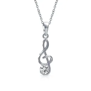 Music Teacher Student Treble Clef Pendant Necklace in Sterling Silver
