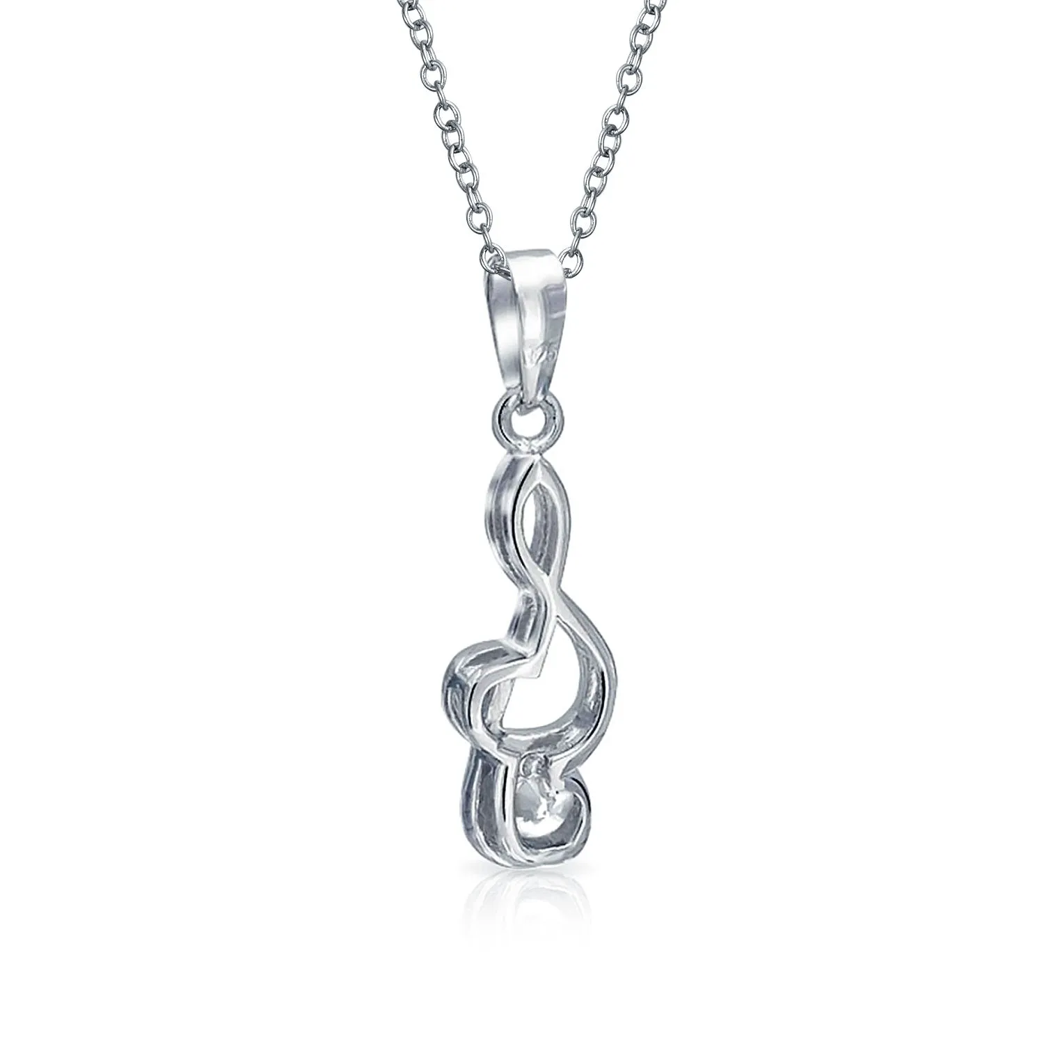 Music Teacher Student Treble Clef Pendant Necklace in Sterling Silver