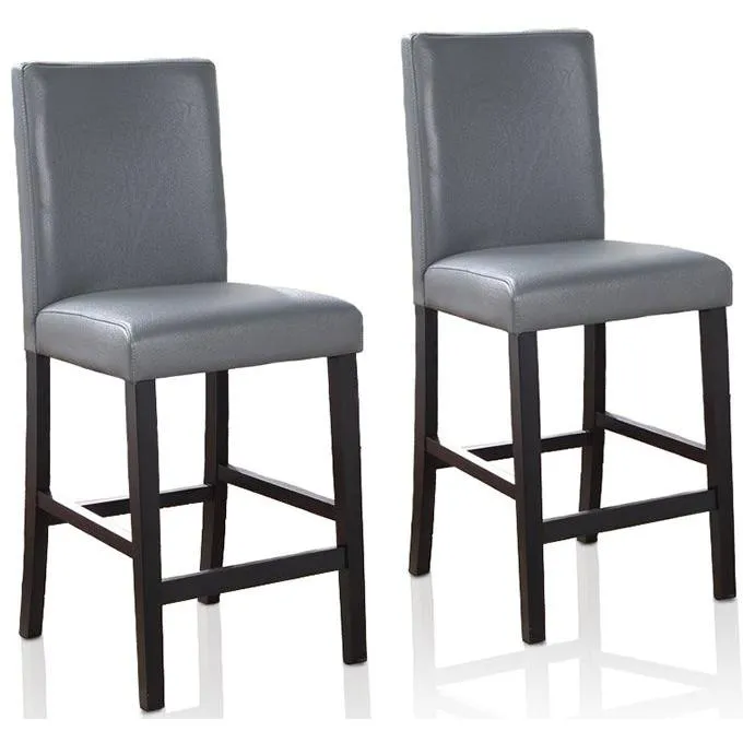 NICO 24" Parson Stool, Eco Leather, GREY, Set of 2 - Stylish and Versatile Seating