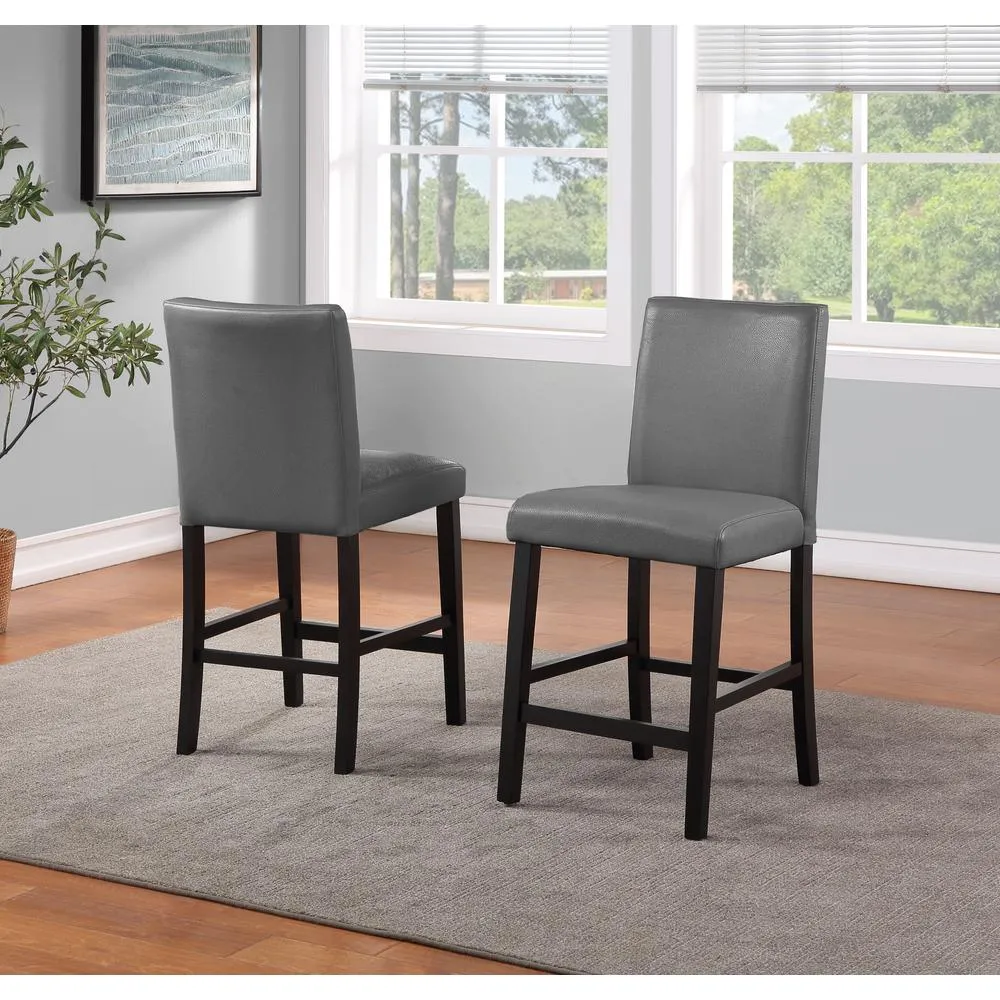 NICO 24" Parson Stool, Eco Leather, GREY, Set of 2 - Stylish and Versatile Seating