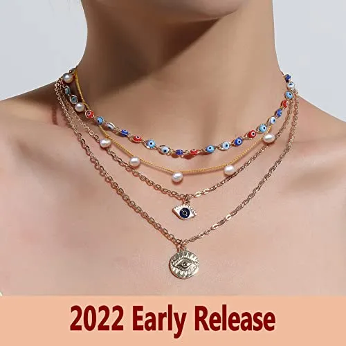 Nifsun White Freshwater Pearl Choker Necklaces 14k Gold Plated Paperclip Chain Pendant Single Boho Cultured Pearls Necklace for Teen Girls Women Y2K Aesthetics Jewelry