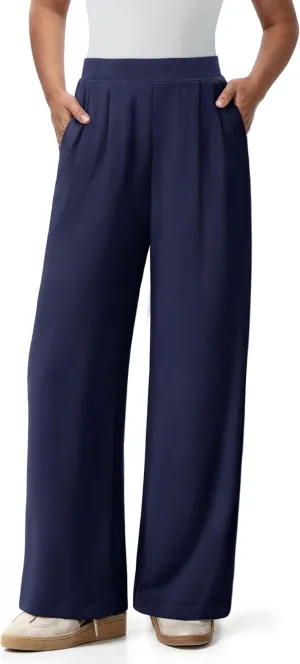 NIMIN Trousers Pants for Women Stretchy High Waisted Business Casual Slacks for Work Wide Leg Pleated Pull On Pants