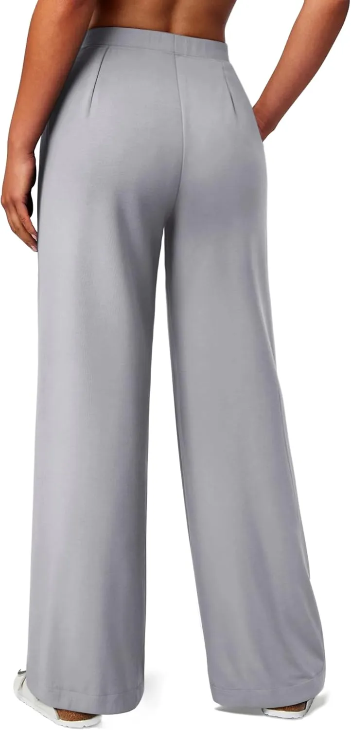 NIMIN Trousers Pants for Women Stretchy High Waisted Business Casual Slacks for Work Wide Leg Pleated Pull On Pants