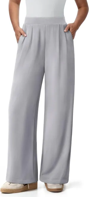 NIMIN Trousers Pants for Women Stretchy High Waisted Business Casual Slacks for Work Wide Leg Pleated Pull On Pants