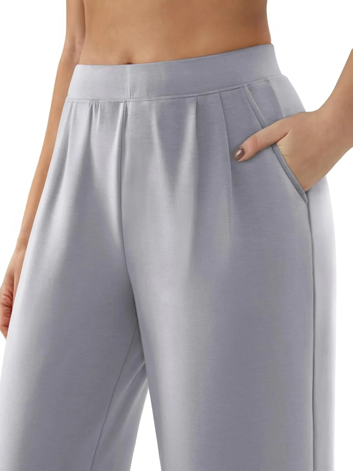 NIMIN Trousers Pants for Women Stretchy High Waisted Business Casual Slacks for Work Wide Leg Pleated Pull On Pants