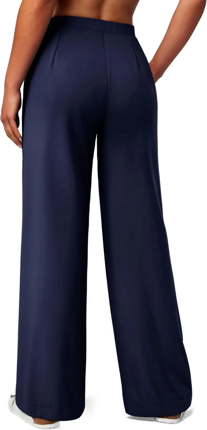 NIMIN Trousers Pants for Women Stretchy High Waisted Business Casual Slacks for Work Wide Leg Pleated Pull On Pants