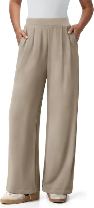 NIMIN Trousers Pants for Women Stretchy High Waisted Business Casual Slacks for Work Wide Leg Pleated Pull On Pants