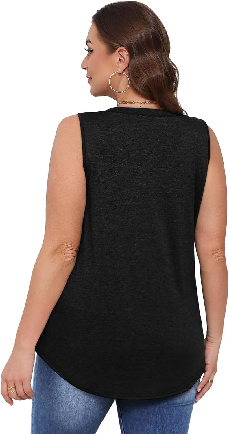 OFEEFAN Womens Tank Tops 2025 Loose Fit Casual V Neck Shirts Flowy Sleeveless Summer Tops