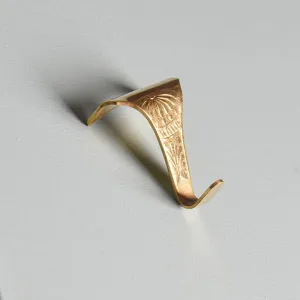 Ornate Floral Picture Rail Hook - Polished Brass