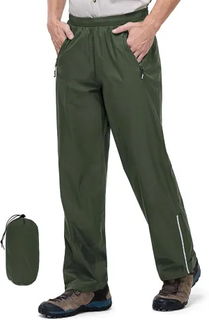 Outdoor Ventures Men's Rain Pants Waterproof Rain Overall Pants Windproof Packable Rain Outdoor Pants for Hiking Fishig Golf