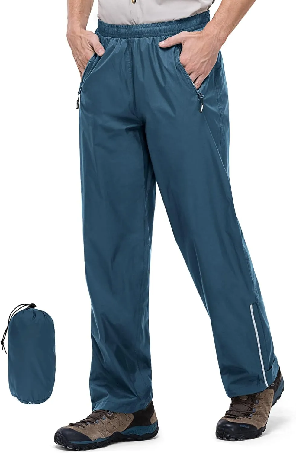 Outdoor Ventures Men's Rain Pants Waterproof Rain Overall Pants Windproof Packable Rain Outdoor Pants for Hiking Fishig Golf