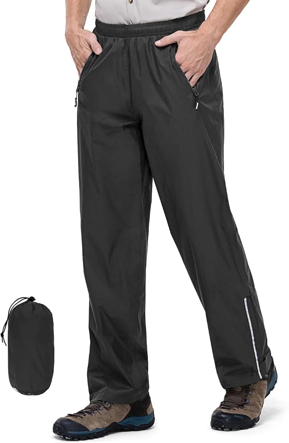 Outdoor Ventures Men's Rain Pants Waterproof Rain Overall Pants Windproof Packable Rain Outdoor Pants for Hiking Fishig Golf