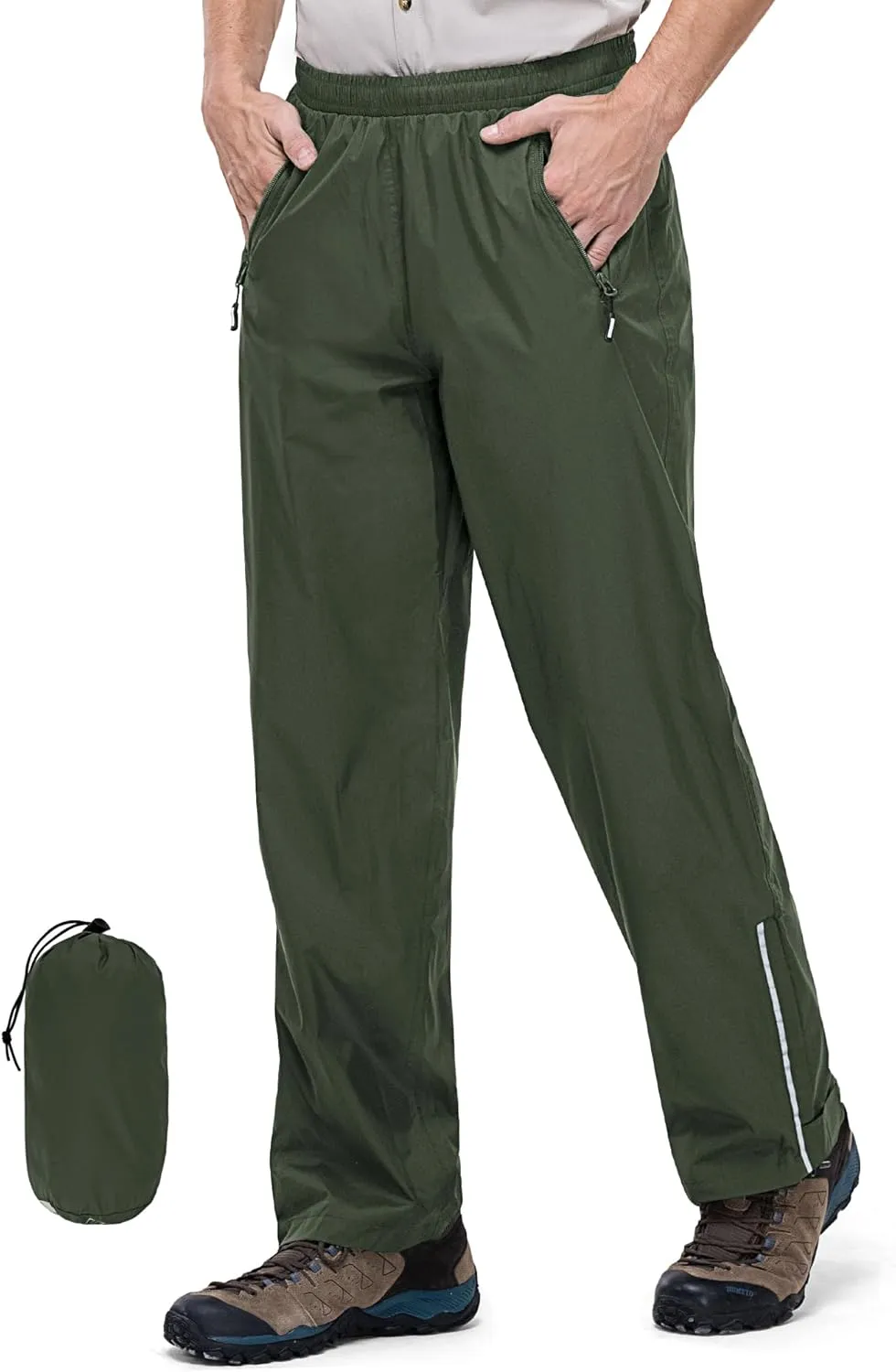 Outdoor Ventures Men's Rain Pants Waterproof Rain Overall Pants Windproof Packable Rain Outdoor Pants for Hiking Fishig Golf