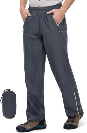 Outdoor Ventures Men's Rain Pants Waterproof Rain Overall Pants Windproof Packable Rain Outdoor Pants for Hiking Fishig Golf