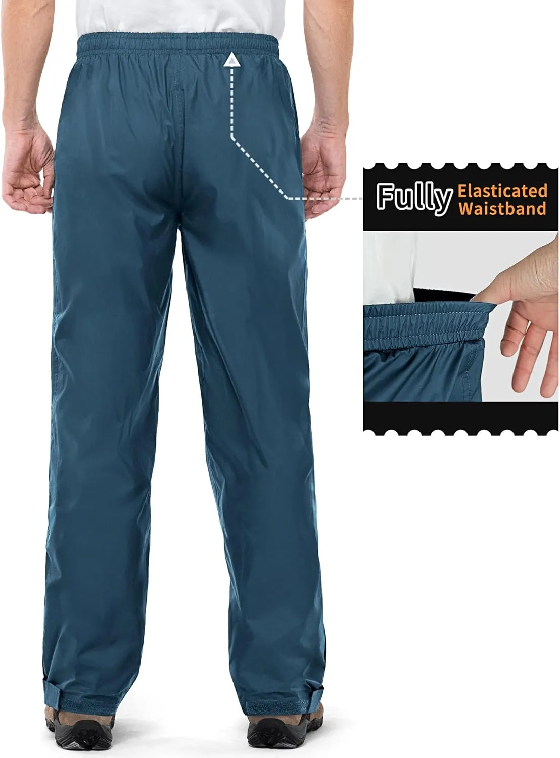Outdoor Ventures Men's Rain Pants Waterproof Rain Overall Pants Windproof Packable Rain Outdoor Pants for Hiking Fishig Golf