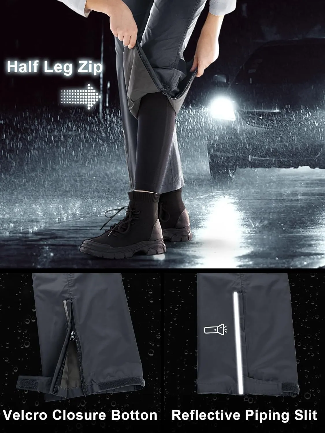 Outdoor Ventures Women's Rain Pants Packable Waterproof Hiking Pants Windproof Breathable Outdoor Rain Over Pants