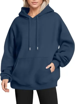Oversized Hoodies for Women Trendy Drawstring Fleece Plain Comfy Hoodie Loose Fit Preppy Raglan Hooded Sweatshirt