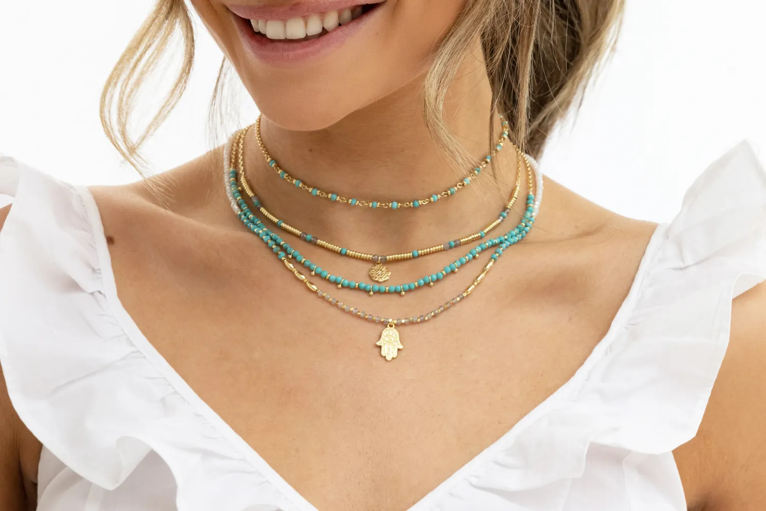 Panacea Turquoise Gold Gemstone Necklace