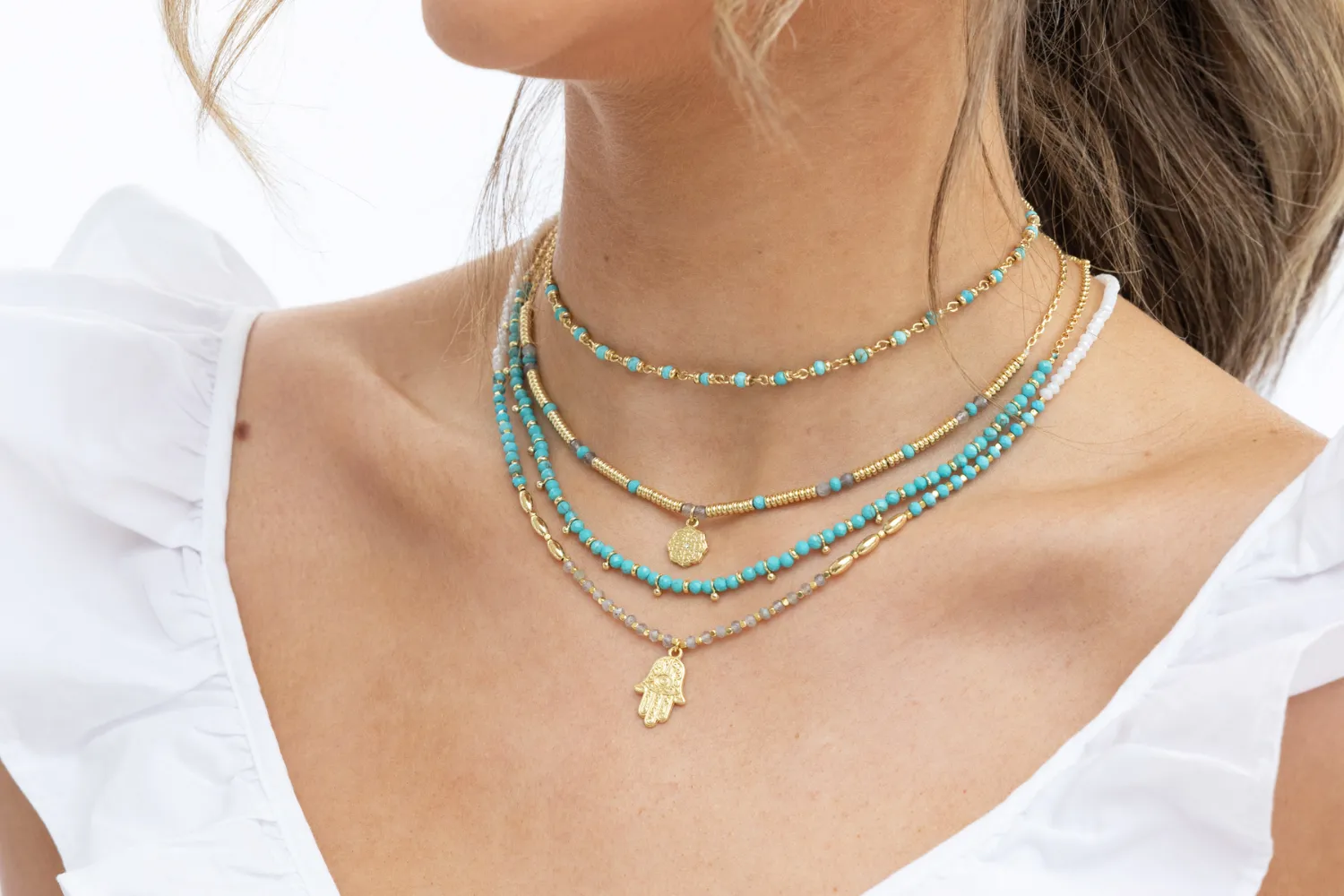 Panacea Turquoise Gold Gemstone Necklace