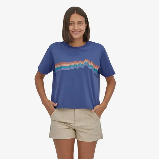 Patagonia Ridge Rise Stripe Organic Easy Cut Tee-Current Blue