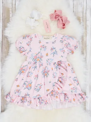 Peach Floral Ruffle Dress