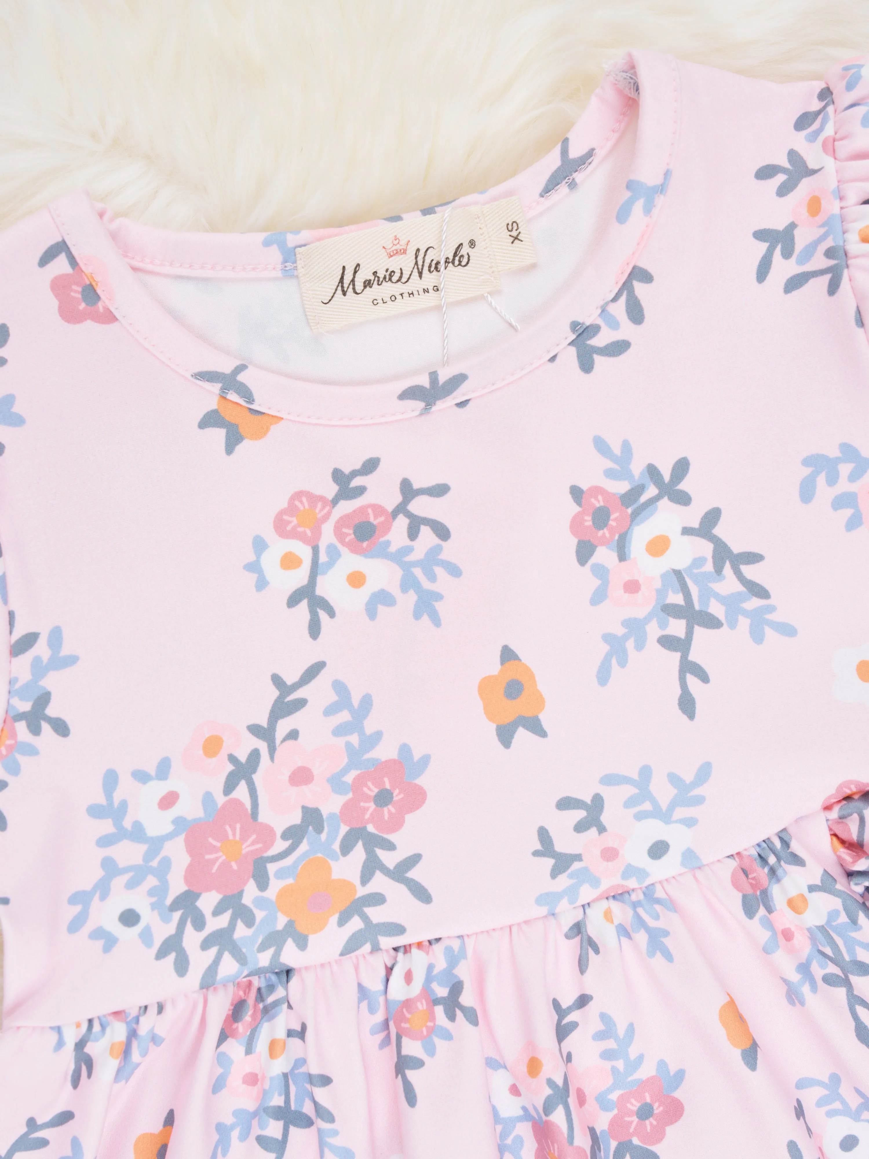 Peach Floral Ruffle Dress