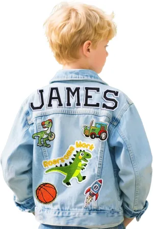 Personalized Girls Jean Jacket with Names, 1-14 Year Old Girl Boy Birthday Gift, Custom Girls Jean Jackets Clothes
