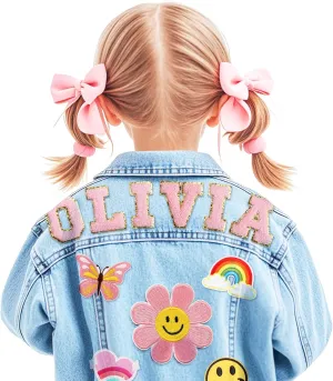 Personalized Girls Jean Jacket with Names, 1-14 Year Old Girl Boy Birthday Gift, Custom Girls Jean Jackets Clothes