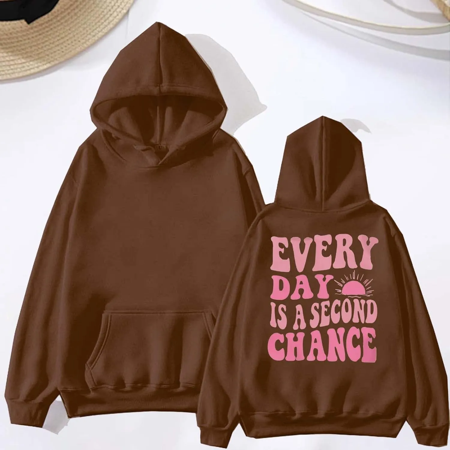 Pink Hoodies for Women Latter Print Oversized Long Sleeve Casual Pullover with Pocket Sweater 2024 Fall Sweatshirt Y2K