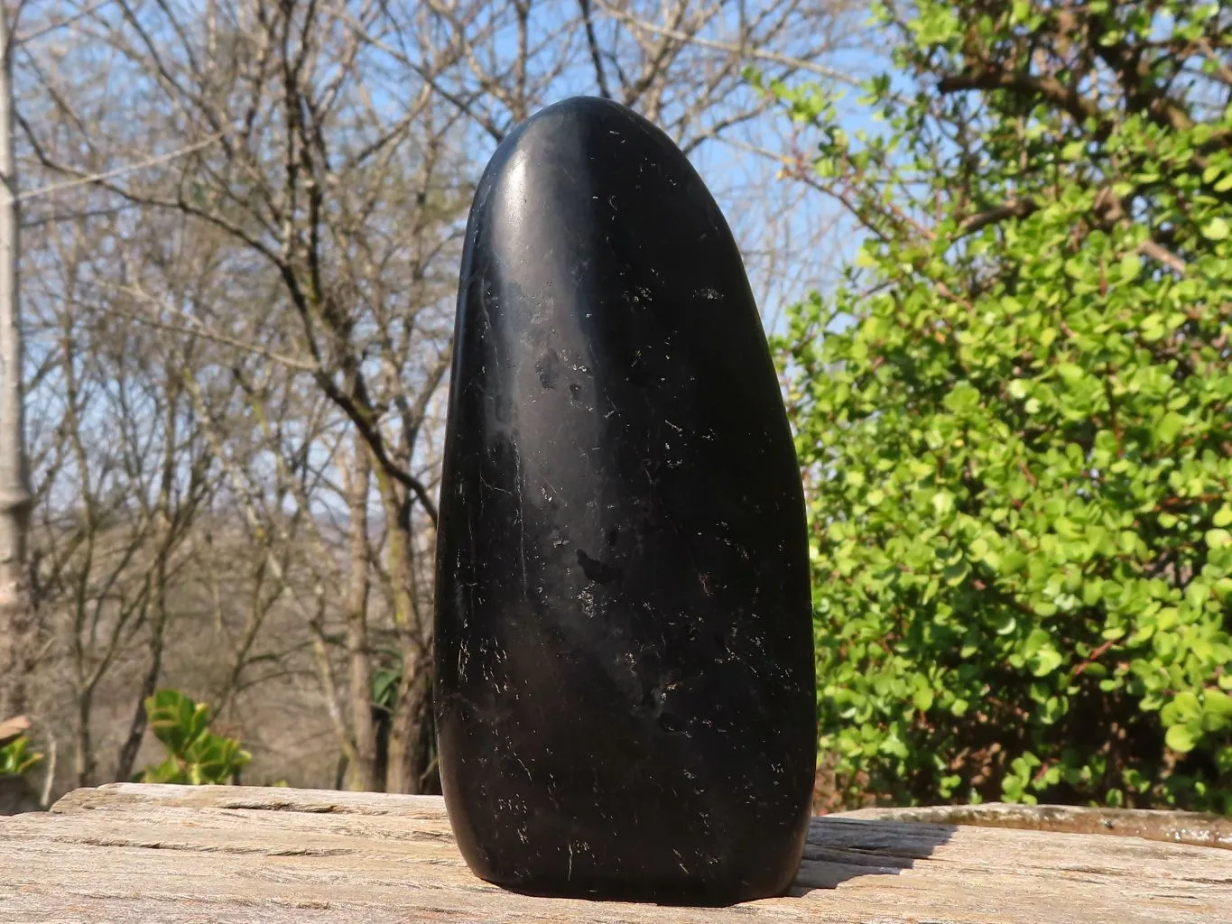 Polished Black Tourmaline Standing Free Form  x 1 From Madagascar