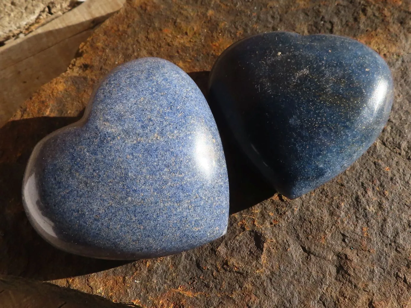 Polished Blue Lazulite Hearts  x 6 From Madagascar