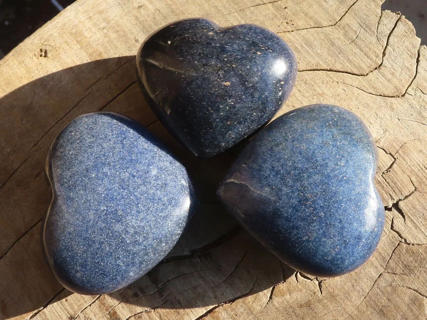 Polished Blue Lazulite Hearts  x 6 From Madagascar