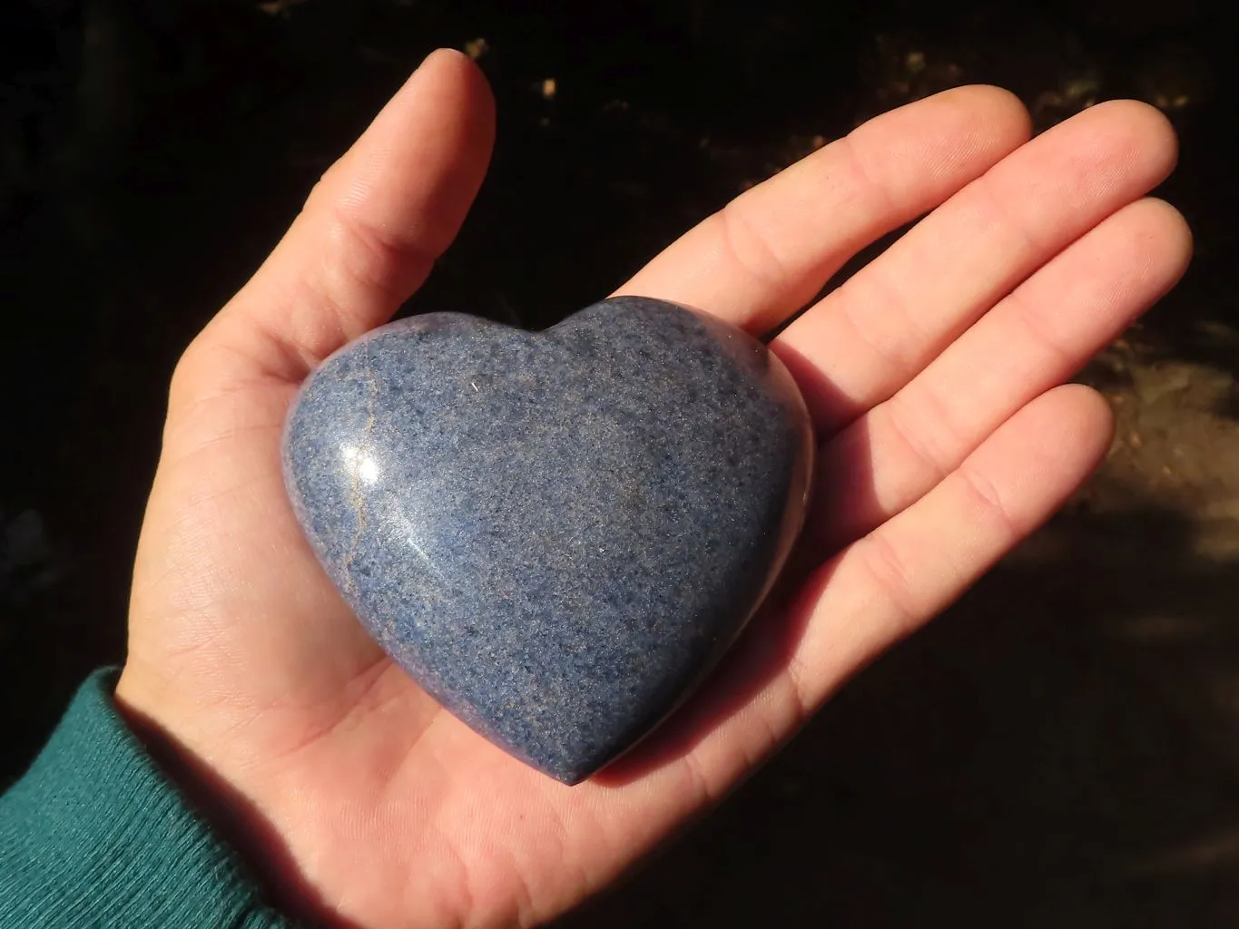 Polished Blue Lazulite Hearts  x 6 From Madagascar