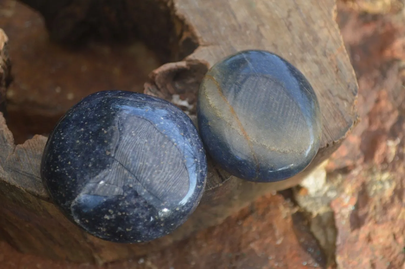 Polished Blue Lazulite Palm Stones  x 24 From Madagascar