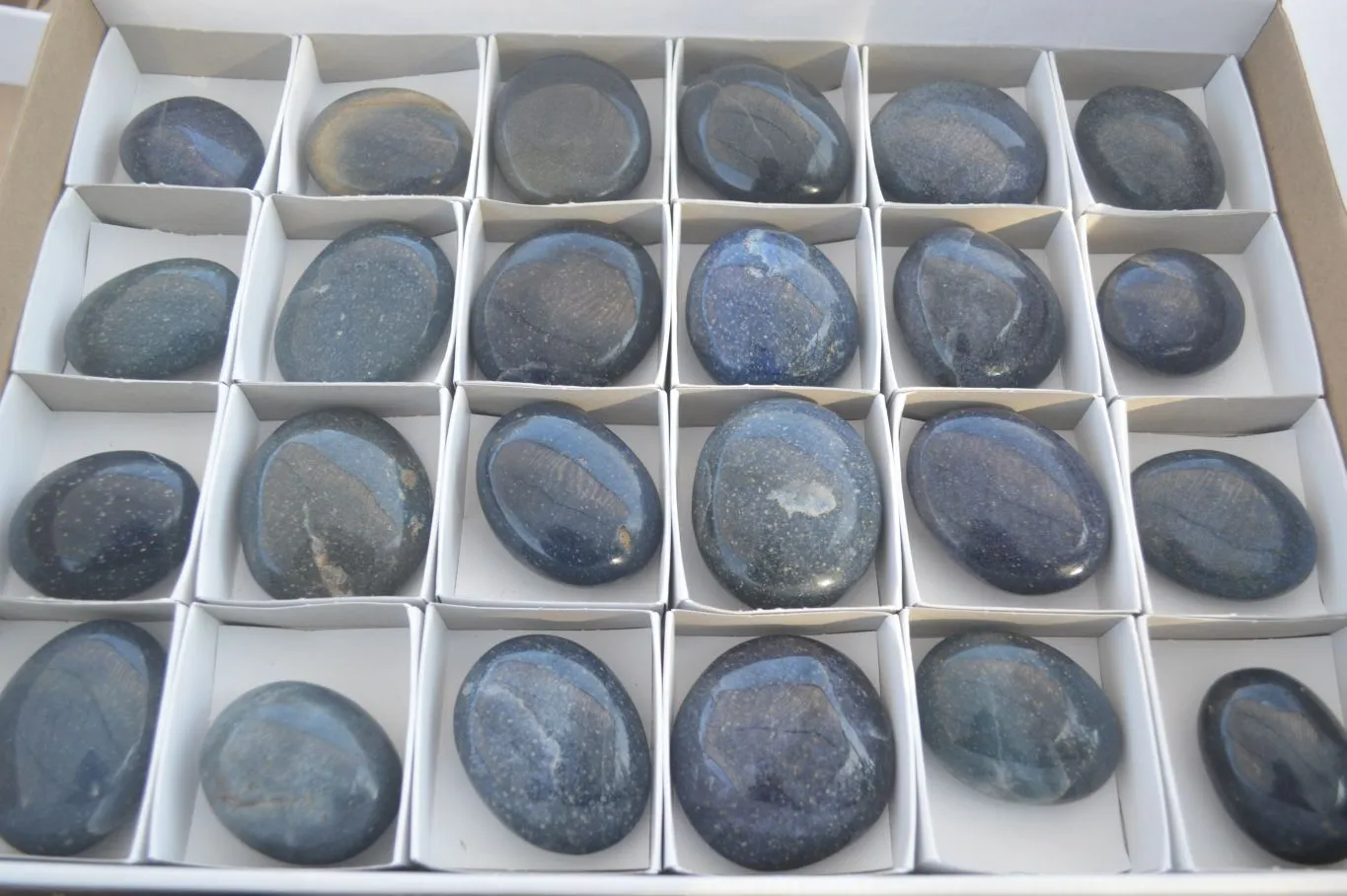 Polished Blue Lazulite Palm Stones  x 24 From Madagascar