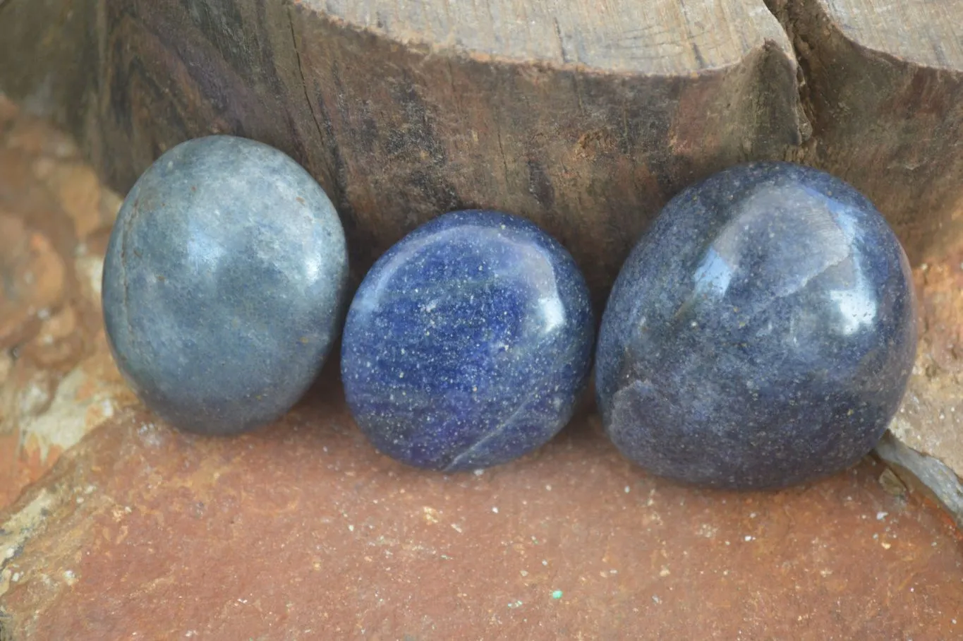 Polished Blue Lazulite Palm Stones  x 24 From Madagascar