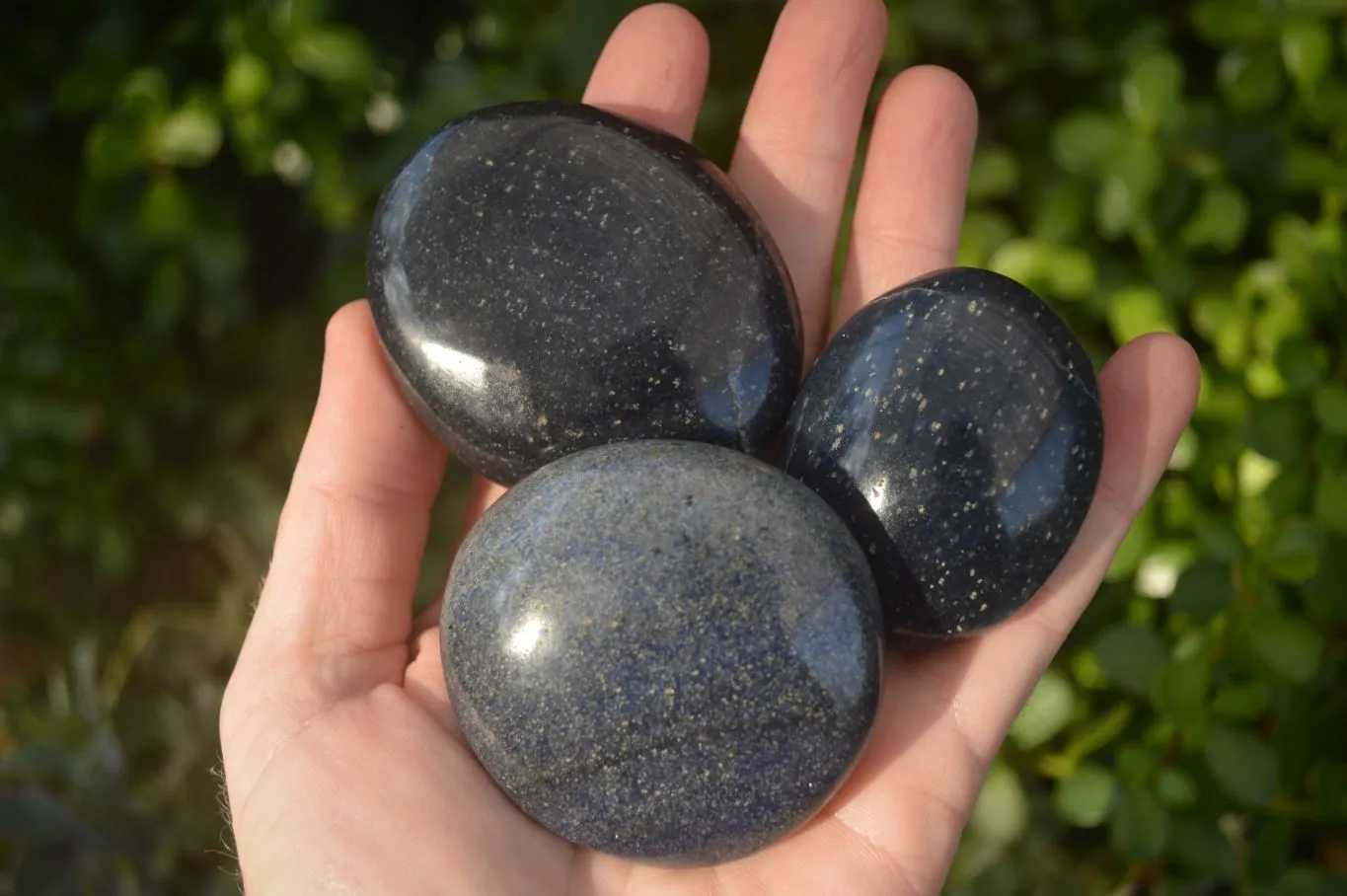 Polished Blue Lazulite Palm Stones  x 24 From Madagascar