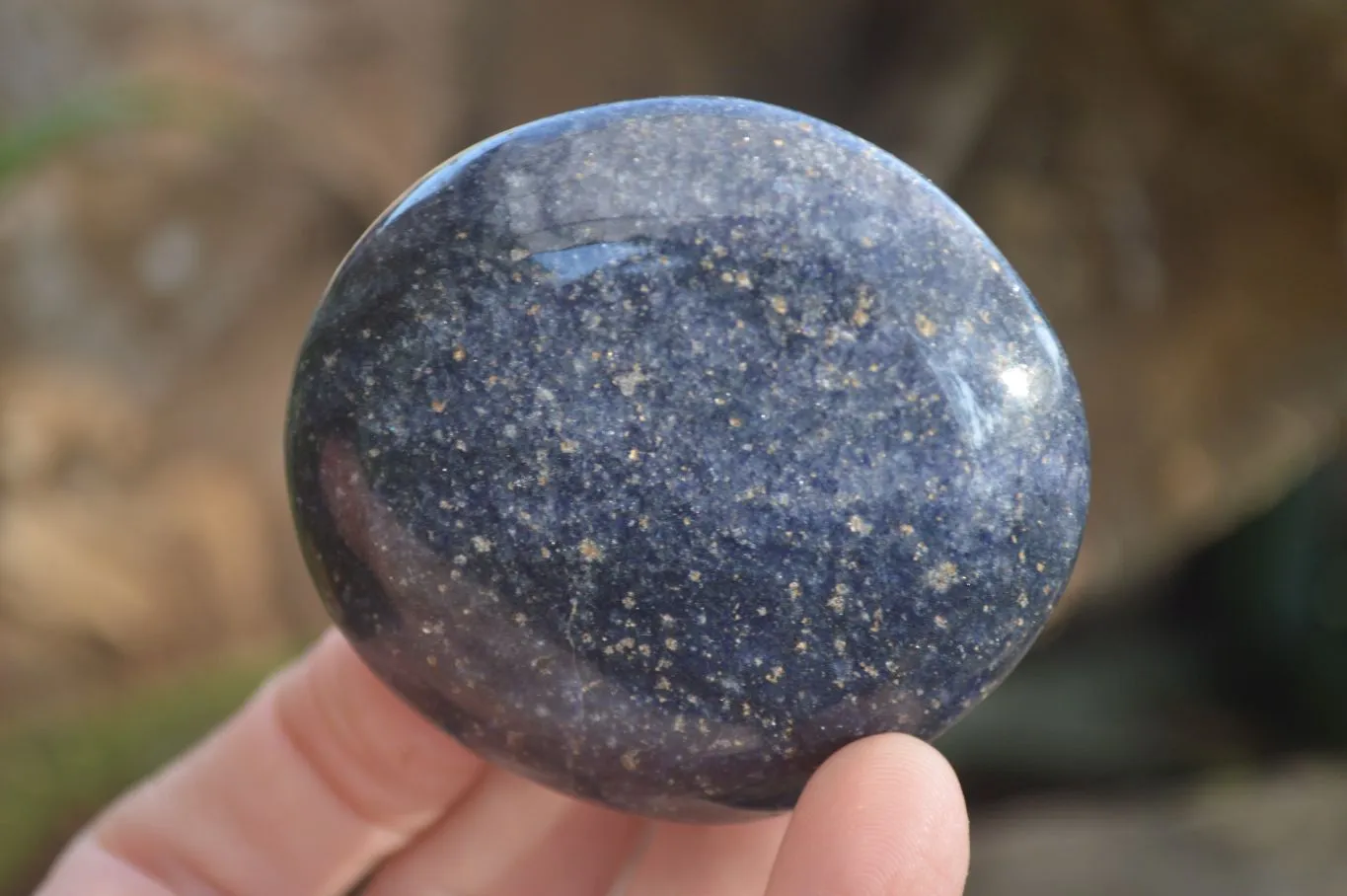 Polished Blue Lazulite Palm Stones  x 24 From Madagascar