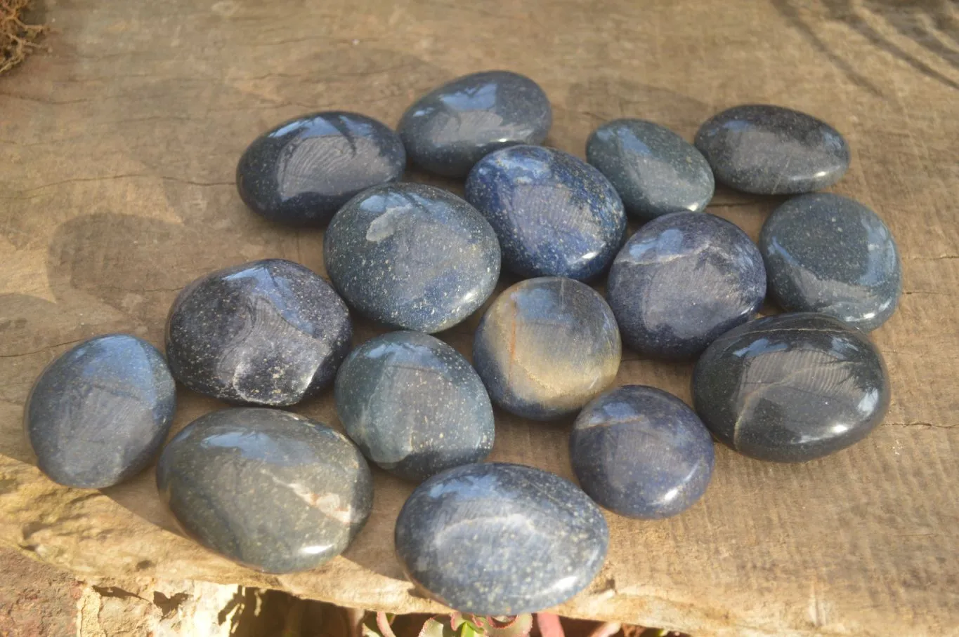 Polished Blue Lazulite Palm Stones  x 24 From Madagascar