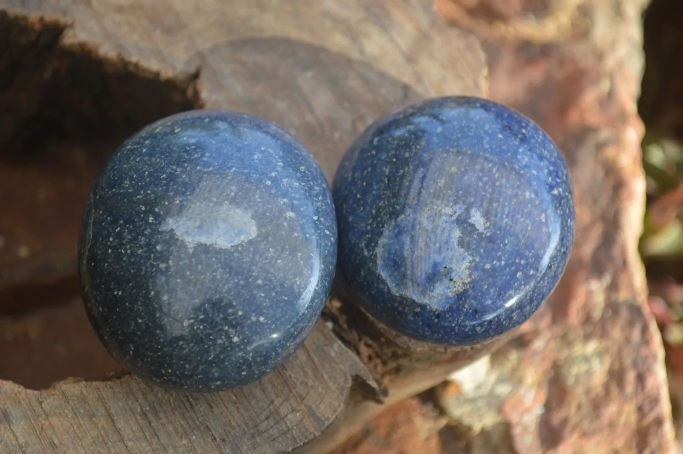 Polished Blue Lazulite Palm Stones  x 24 From Madagascar
