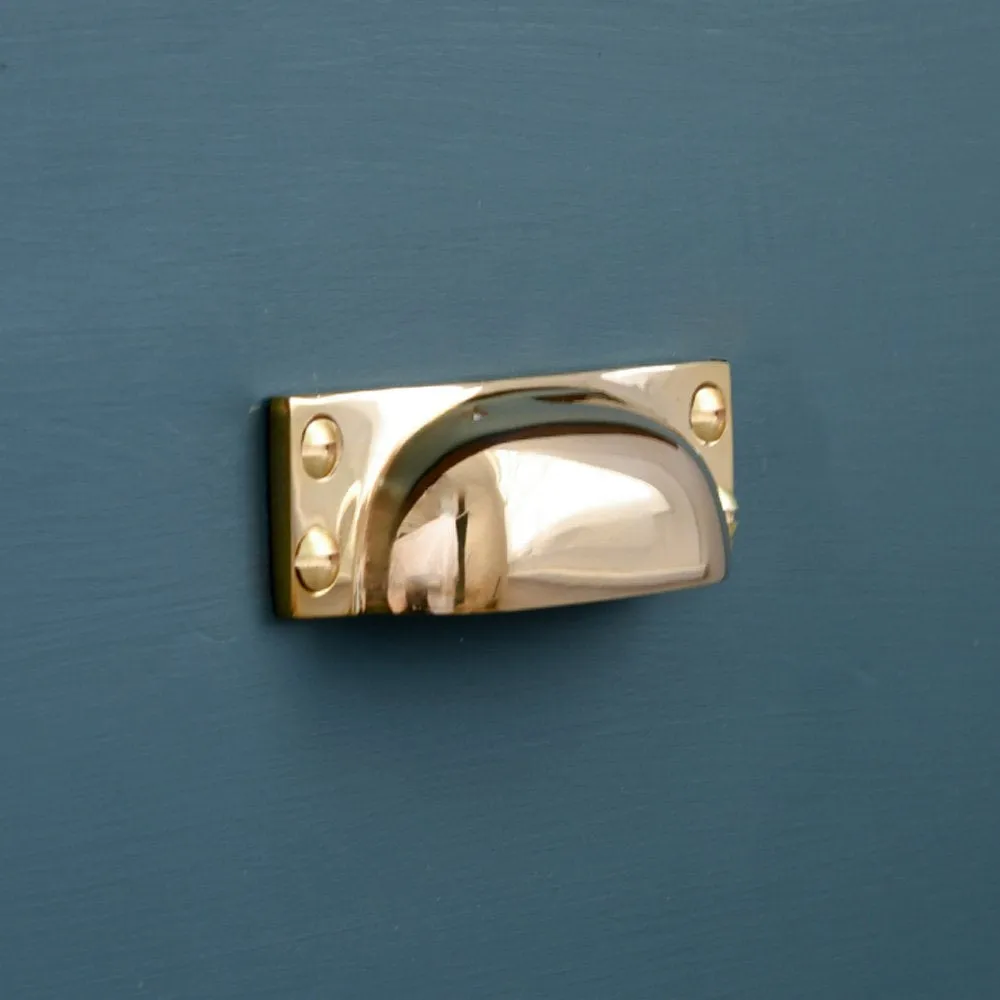 Polished Brass Slim Hooded Drawer Handle
