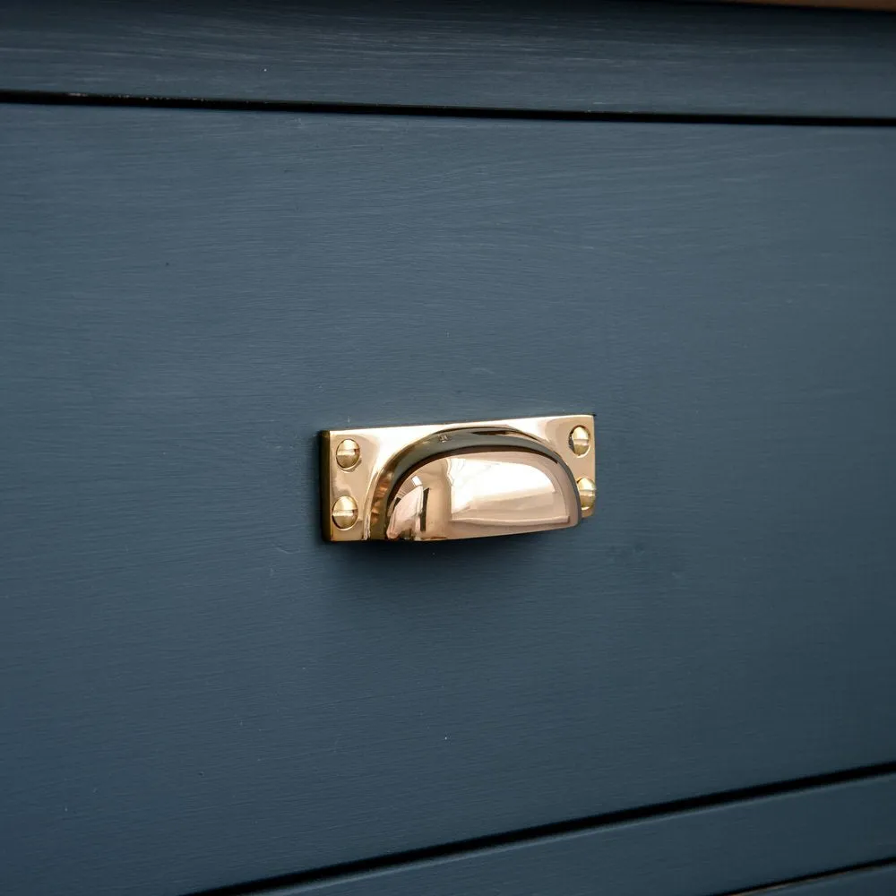 Polished Brass Slim Hooded Drawer Handle