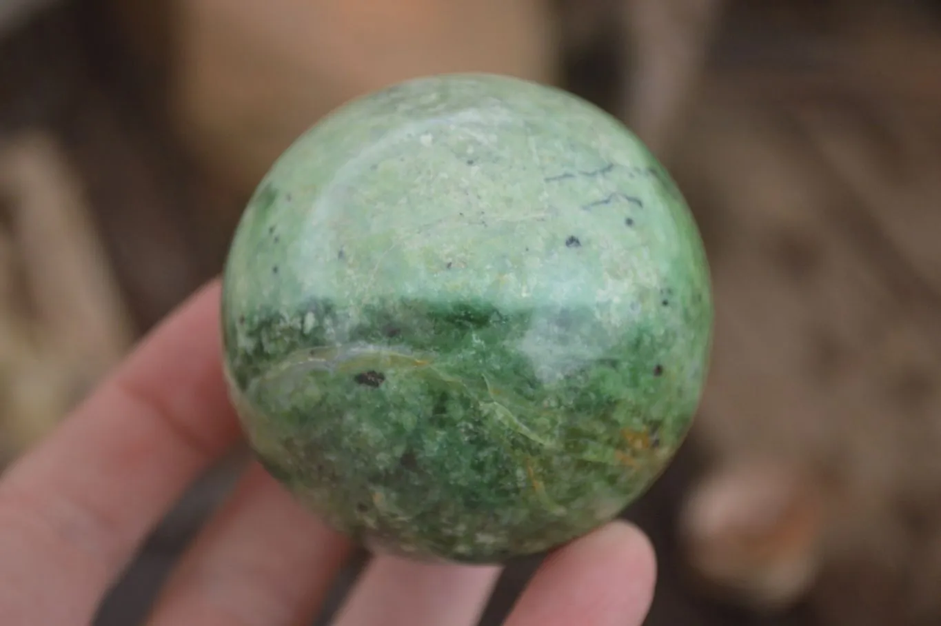 Polished  Green Chrysoprase Spheres  x 3 From Ambatondrazaka, Madagascar