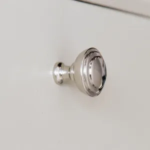 Polished Nickel Round Ribbed Cabinet Knob